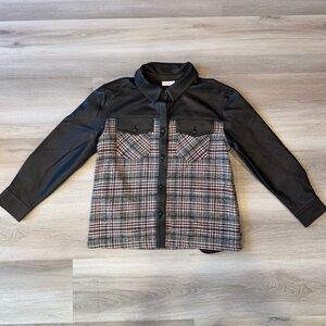 Belle by Kim Gravel Faux Leather and Boucle Tweed Shacket Women’s Medium